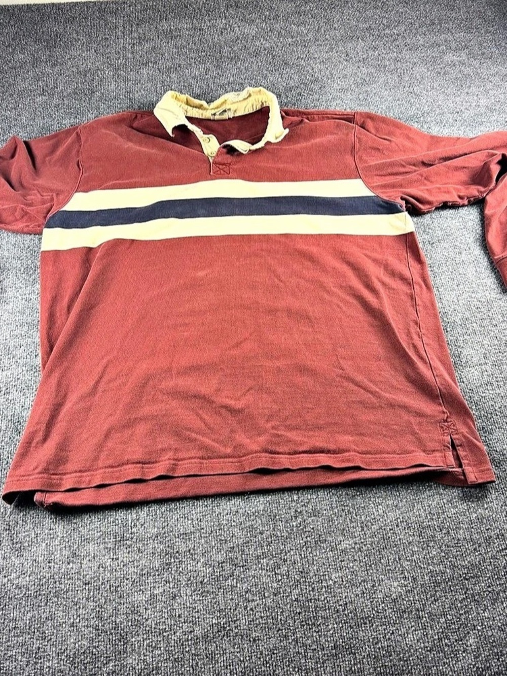 L.L.Bean Vintage Long Sleeve Striped Rugby Shirt Men's Striped Cotton Polo XL